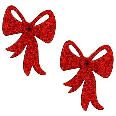 Christmas Bow Earrings -- Choice of Color - BFF Here