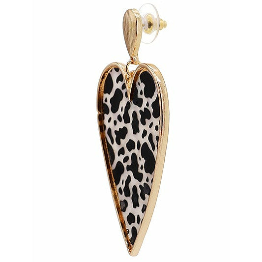 Mother of Pearl Animal Print Heart Earrings - BFF Here
