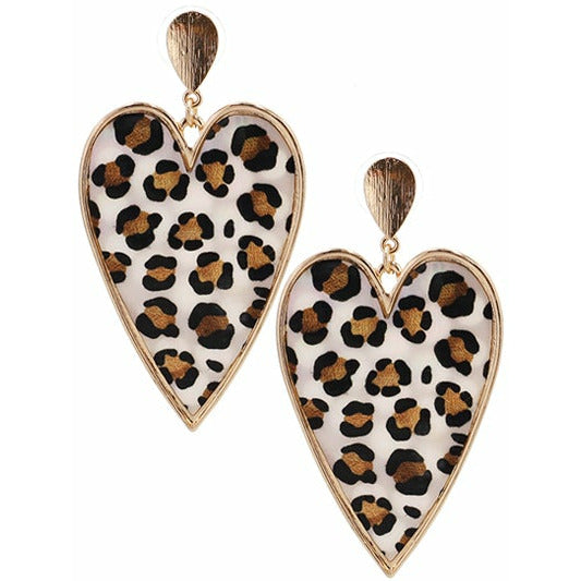 Mother of Pearl Animal Print Heart Earrings - BFF Here