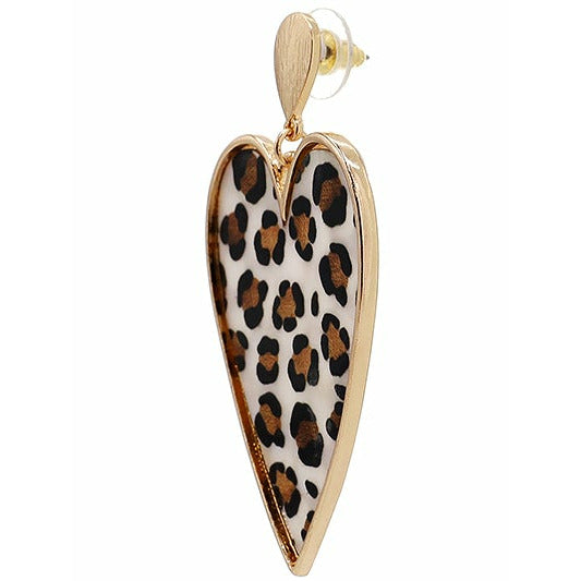 Mother of Pearl Animal Print Heart Earrings - BFF Here