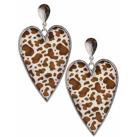 Mother of Pearl Animal Print Heart Earrings - BFF Here