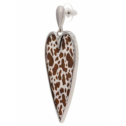 Mother of Pearl Animal Print Heart Earrings - BFF Here