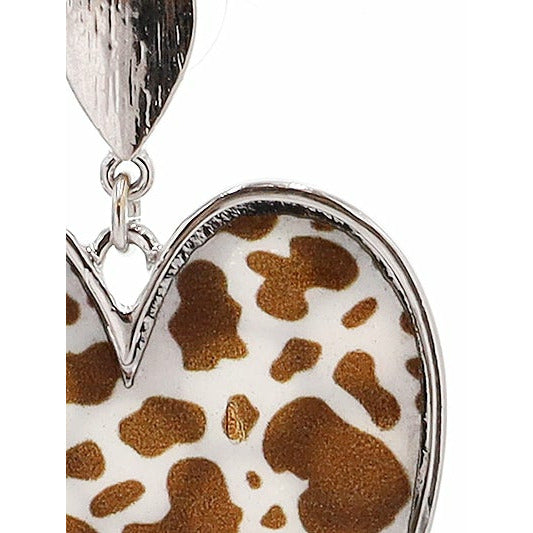 Mother of Pearl Animal Print Heart Earrings - BFF Here