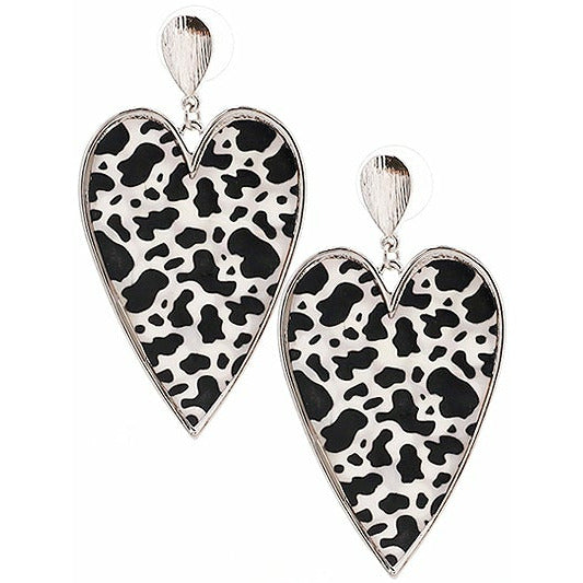Mother of Pearl Animal Print Heart Earrings - BFF Here