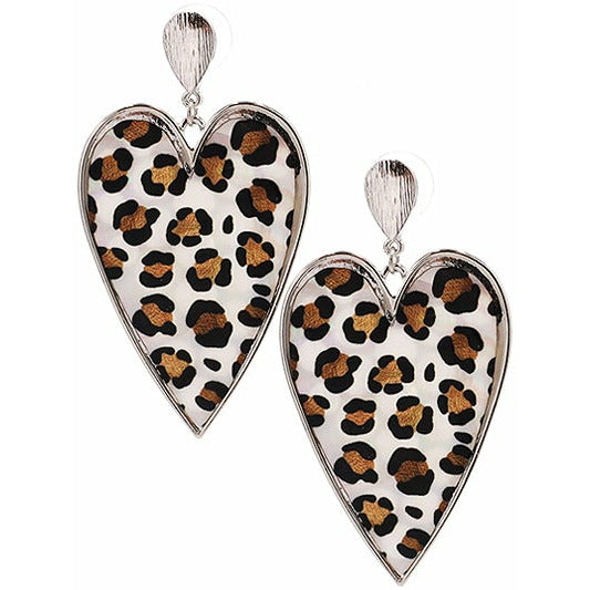 Mother of Pearl Animal Print Heart Earrings - BFF Here