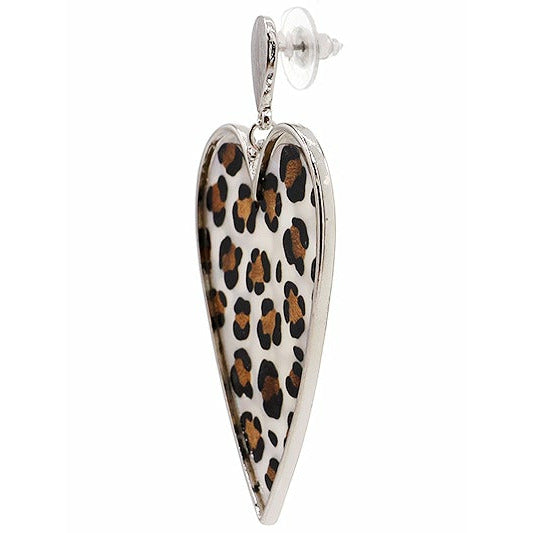Mother of Pearl Animal Print Heart Earrings - BFF Here