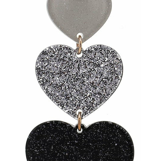 Acrylic Glitter Heart Earrings - BFF Here
