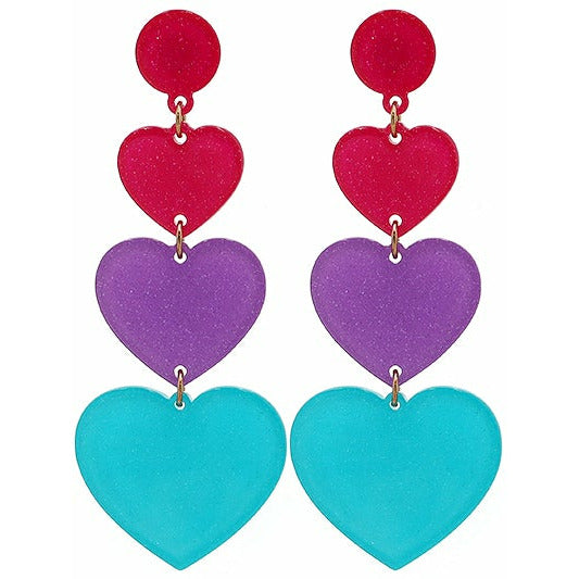 Acrylic Glitter Heart Earrings - BFF Here