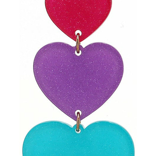 Acrylic Glitter Heart Earrings - BFF Here