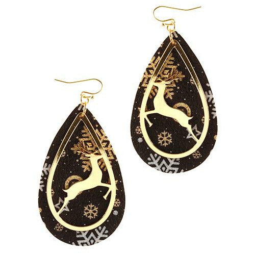 Gold Deer Teardrop Earrings - BFF Here