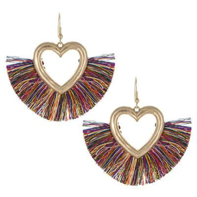 Tassel Heart Earrings -- Multi - BFF Here