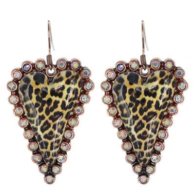 Copper Animal Print Heart Earring - BFF Here