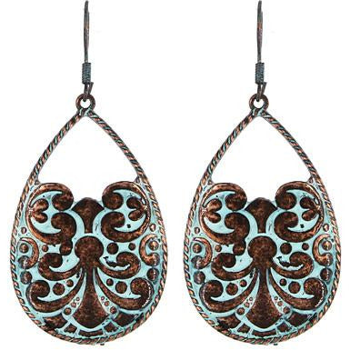 Patina Filigree Teardrop Earrings - BFF Here