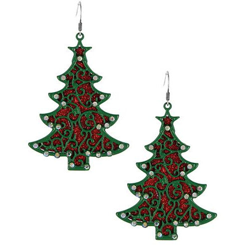 Christmas Glitter Tree Earrings - BFF Here