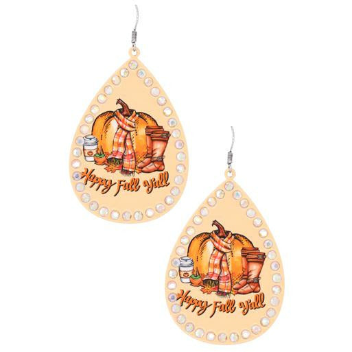 Happy Fall Earrings -- Choice of Color - BFF Here