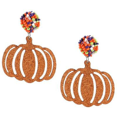 Pumpkin Glitter Earrings - BFF Here