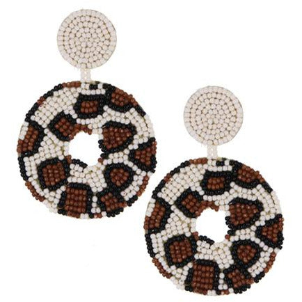 Leopard Seed Bead Circle Earrings - BFF Here