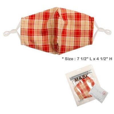 Red & Brown Plaid Adjustable Face Mask - Adult - BFF Here