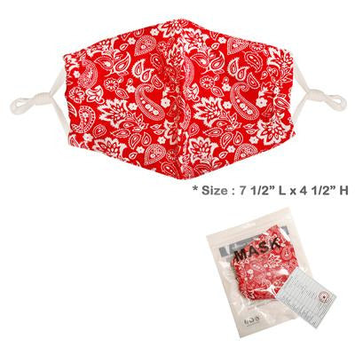 Red Paisley Adjustable Face Mask - Adult - BFF Here