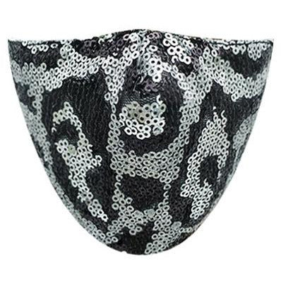 Gray Leopard Sequin Face Mask - Adult - BFF Here