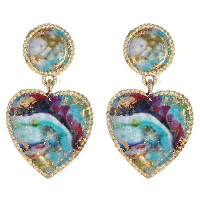 Dangle Heart Earring -- Turquoise - BFF Here