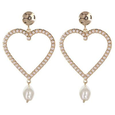 Heart Pearl Dangle Earrings - BFF Here