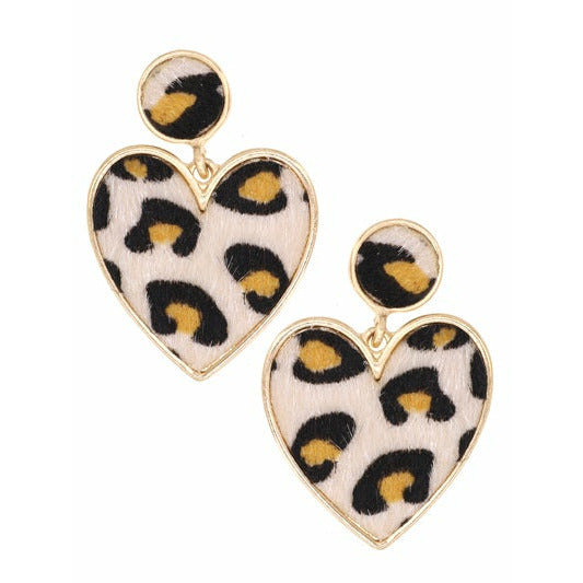 Leopard Heart Earrings - BFF Here