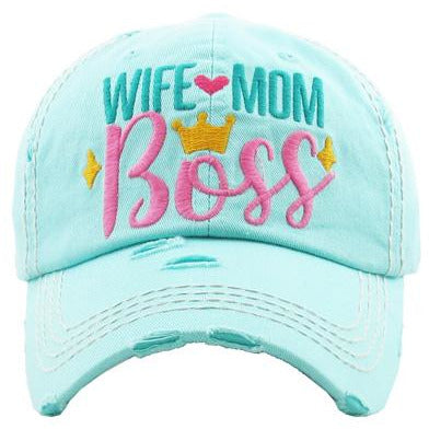 Wife Mom Boss Hat -- Choice of Color - BFF Here