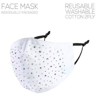 White Rhineston Face Mask - Adult - BFF Here