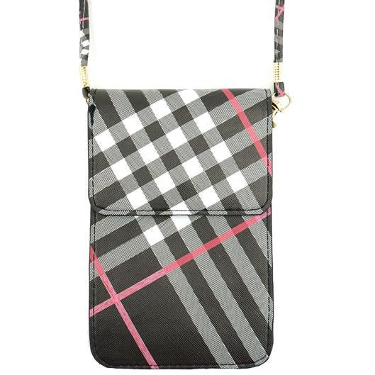 Multi Plaid Cellphone Crossbody - Black - BFF Here