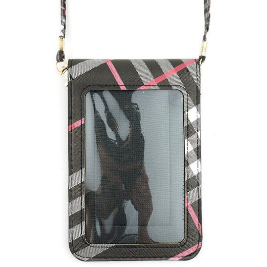 Multi Plaid Cellphone Crossbody - Black - BFF Here