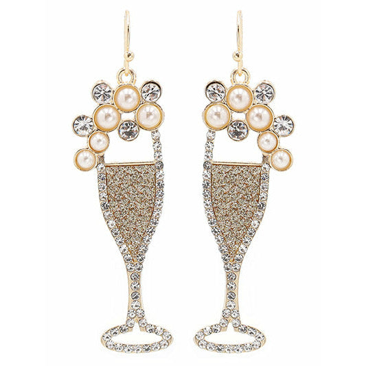 Bubbly Wine Glass Earrings - BFF Here