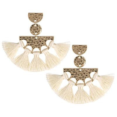 Tassel Fan Earrings  - Ivory - BFF Here