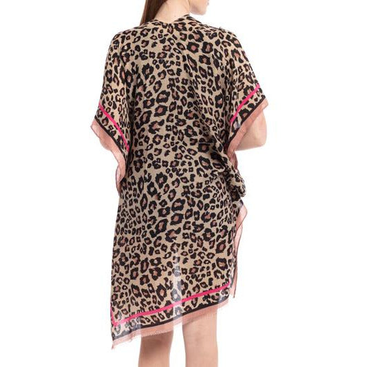 Leopard Trim Kimono - BFF Here