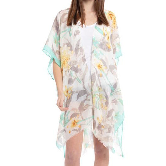 Floral Trim Kimono - BFF Here