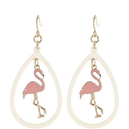 Flamingo Tear Drop Earrings - BFF Here