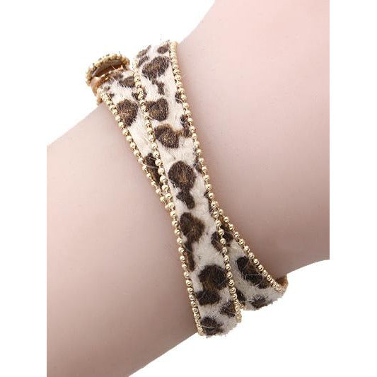 Animal Print Wrap Bracelet -- Ivory - BFF Here