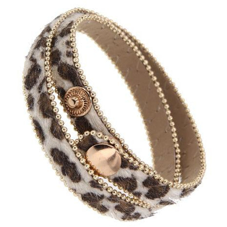 Animal Print Wrap Bracelet -- Ivory - BFF Here