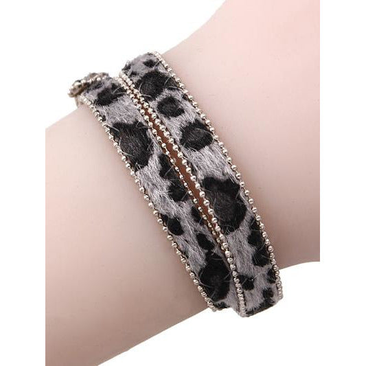 Animal Print Wrap Bracelet -- Gray - BFF Here