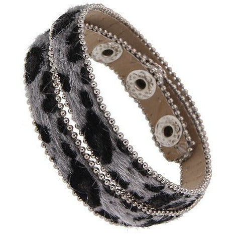 Animal Print Wrap Bracelet -- Gray - BFF Here