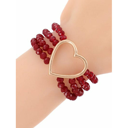 Red Heart Stretch Bracelet - BFF Here