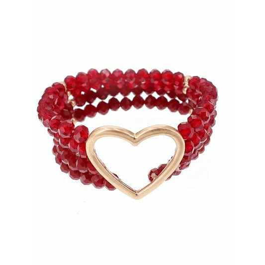Red Heart Stretch Bracelet - BFF Here