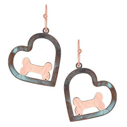 Dog Bone Heart Earrings - BFF Here