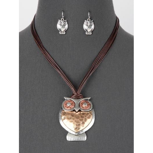 Owl Necklace and Earring Set - BFF Here