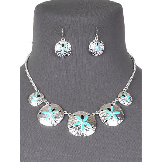 Sand Dollar Necklace and Earring Set - BFF Here