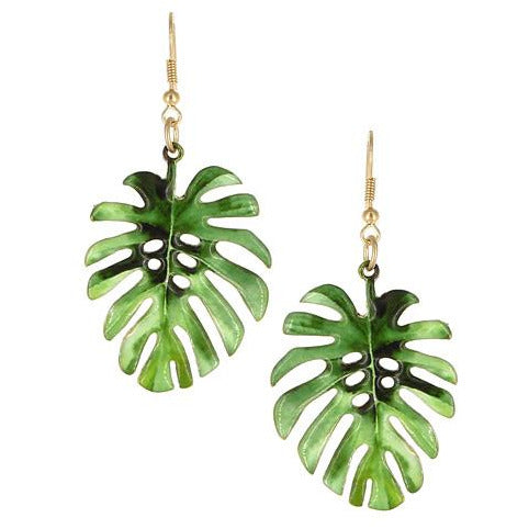 Palm Tree Leaf Print Earrings - BFF Here