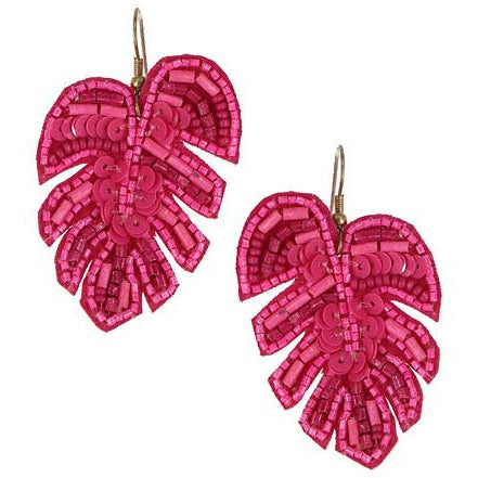 Seed Beads Leaf Earrings -- Choice of Color - BFF Here