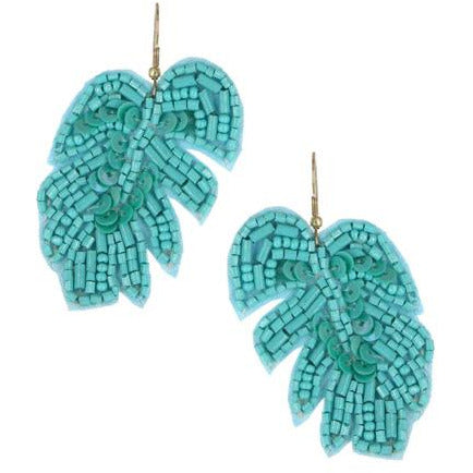 Seed Beads Leaf Earrings -- Choice of Color - BFF Here