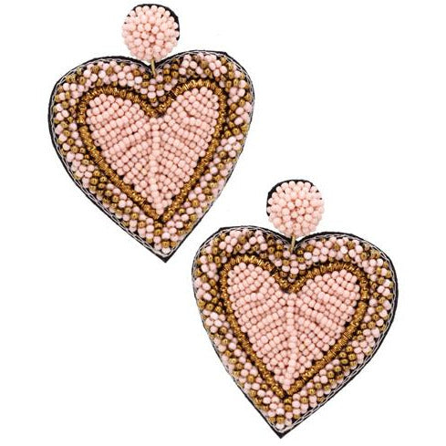 Seed Bead Heart Earring -- Choice of Color - BFF Here