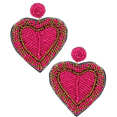 Seed Bead Heart Earring -- Choice of Color - BFF Here